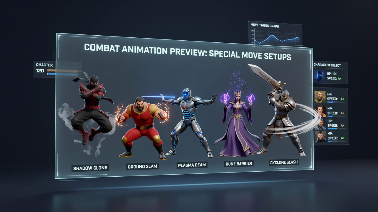 Side-by-side comparison of animation frames highlighting tells before special move execution in various fighting game titles