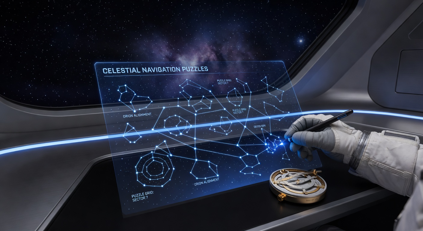 Star map interface showing constellation alignment tools in a space navigation puzzle