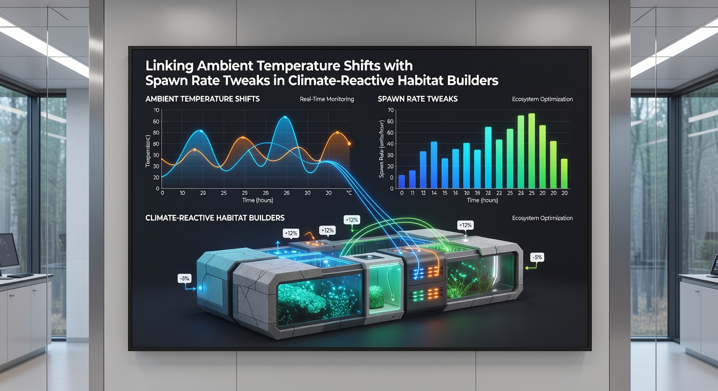 Visualization of temperature gradients affecting creature spawn zones in a habitat builder simulation